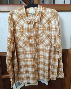 TECOVAS MENS PLAID PEARL SNAP COTTON PLAID LONG SLEEVE SHIRT, XXL - Picture 1 of 5