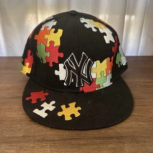 Gorra de béisbol New Era New York Yankees gorra ajustada 7 3/8 rompecabezas de concienciación sobre el autismo - Imagen 1 de 5
