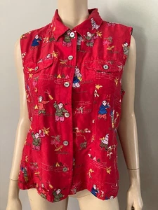 Vintage Chicos rot Seide asiatische Kunst zu tragen Weste bestickt asiatisch 2 - Bild 1 von 4