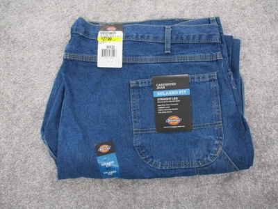 Dickies Carpenter Jeans Mens 50x32 Blue Relaxed Fit Straight Leg Workwear Denim - Image 1 of 4