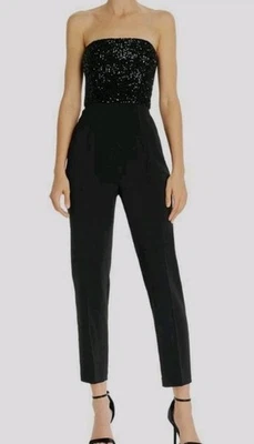 Mono para mujer Jay Godfrey negro sin tirantes lentejuelas talla 10 fiesta formal Foto 1 de 4