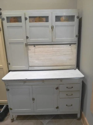 Hoosier шкаф 1930-х свернуть дверь оловянный ящик для хлеба оригинальная фурнитура бледно-зеленый - Изображение 1 из 4