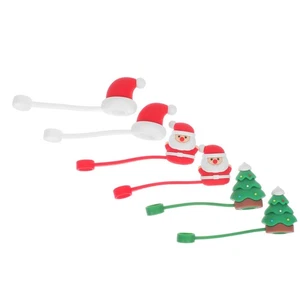  6 Pcs Silicone Straw Caps Christmas Christams Decor Cartoon Toppers - Picture 1 of 20