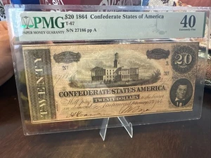 T-67 1864 20 Confederate States of America PMG 40 - Bild 1 von 2