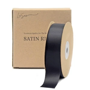 Black Satin Ribbon 1 Inch x 25 Yards Flower Bouquet Wedding Hair DIY Decor - Picture 1 of 6