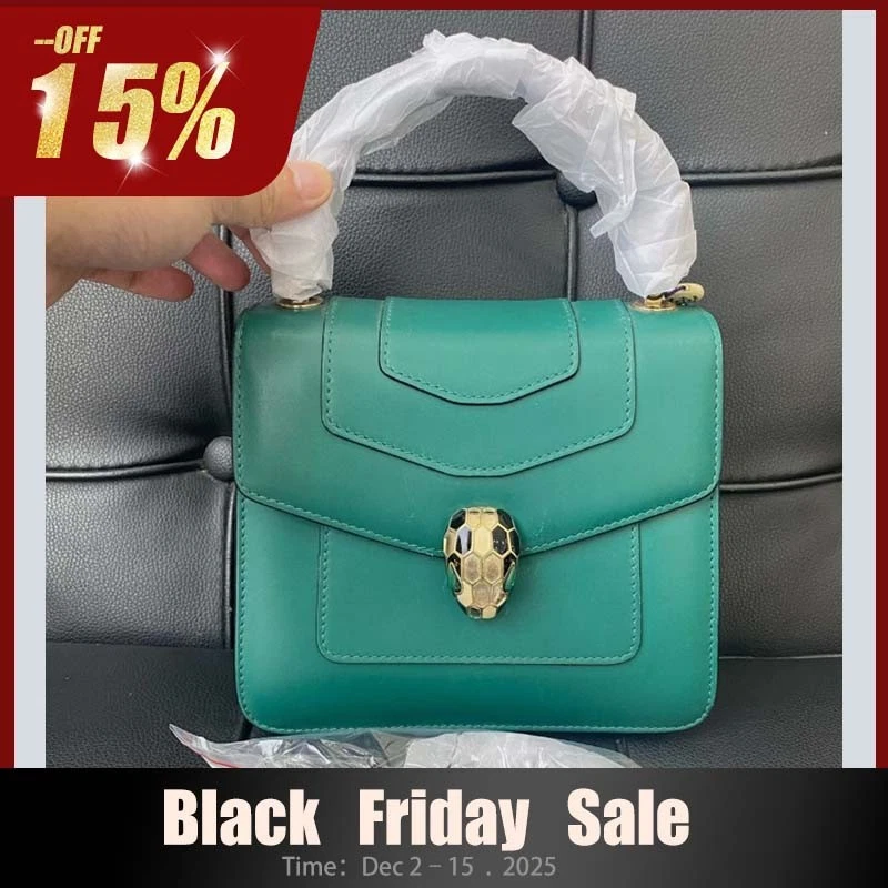 Bolso de hombro BVLGARI Serpenti Forever asa superior cuero de becerro verde esmeralda Foto 1 de 4