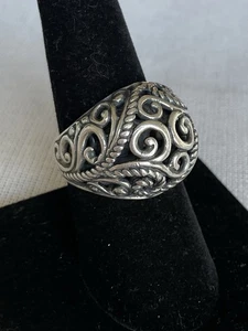 Carolyn Pollack Sterling 925 Silver open scroll work dome ring size 8 Designer - Picture 1 of 9