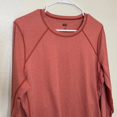 REI Co Op Womens Base Layers Long Sleeve Top Coral Heathered Performance Size  L - Image 1 of 4