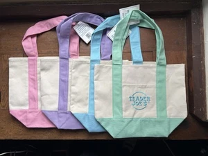 Trader Joe's Pastel Mini Canvas Tote Bags 2025 LIMITED EDITION NWT LOT OF 4 - Picture 1 of 5