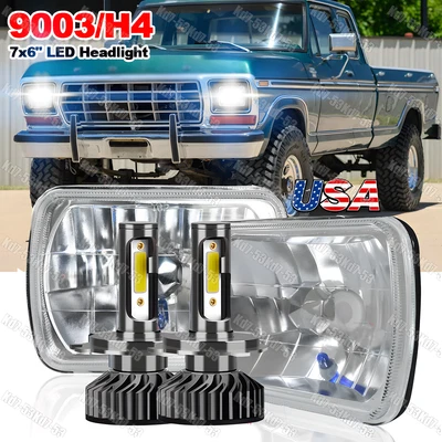 Par de faros LED 7x6" 5x7" haz alto H6054 para Ford F-150 1981-1984 F-250++ Foto 1 de 4