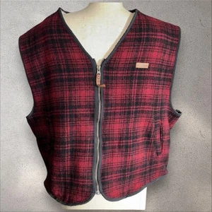 Woolrich - Vintage Red Buffalo Plaid Fleece Lined Gilet / Bodywarmer - Size 2XL - Picture 1 of 5