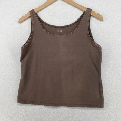 EILEEN FISHER Tank Top M Stretch Jersey Organic Cotton Scoop Neck Brown USA - Image 1 of 4