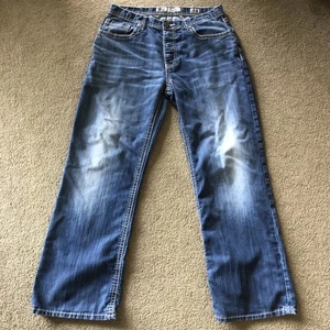 BKE Tyler Men’s Jeans 32S Button Fly The Buckle Wide Leg Straight Triple Stitch - Picture 1 of 10