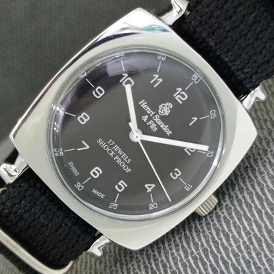 RELOJ VINTAGE HENRI SANDOZ & FILS SUIZO DE CUERDA MANUAL PARA HOMBRES RESTAURADO a2153-A Foto 1 de 4