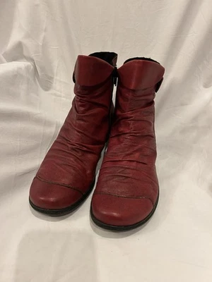 Botines Rieker para mujer antiestrés talla 40 EE. UU. 9 rojos tacón bajo cremallera lateral ¡USADOS EN EXCELENTE ESTADO! Foto 1 de 4