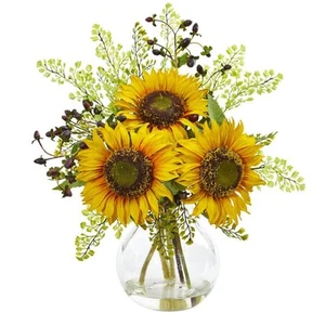 Indoor Sunflower Artificial Arrangement in Vase - Picture 1 of 3