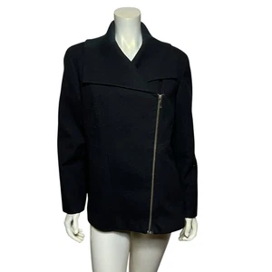 Chico's Black Asymmetrical Zip Front Jacket Modern Professional Size 2 Blazer - Picture 1 of 6