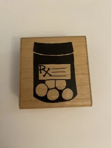 JRL Design RX Pill Bottle Wood Mounted Rubber Stamp RS24 - Picture 1 of 4