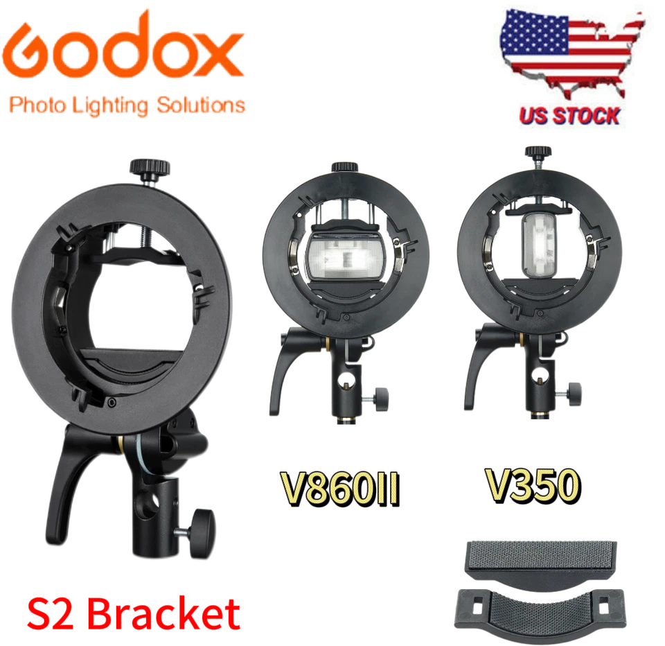 US GODOX S2 Speedlite Bracket,S-Type Bracket Updated Version Bowens Mount Holder - Image 1 of 4