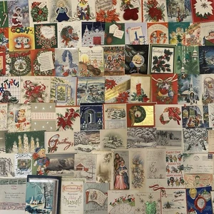 Antique & Vintage Christmas & Holiday Greeting Cards Lot of 103 GREAT GRAPHICS - Picture 1 of 14