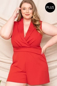 Collared Neck Plus Size Romper - Picture 1 of 6