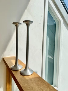 2 Ikea Kagla 37cm Tall Aluminium Candle Holders by Carl Ojerstam, no inserts - Bild 1 von 17