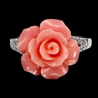 925 Sterling Silver Ring Round Simulated Cz Rose Gemstone Jewelry Size 6 - Image 1 of 4