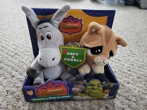 Shrek The Third Donkey & Puss In Boots Plush DreamWorks 2007 MGA New In Box NIB - Picture 1 of 7