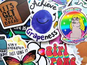 50 Fun Colorful Assorted Meme Stickers Scrapbooking Journal DIY Set Decals #CX - Picture 1 of 5