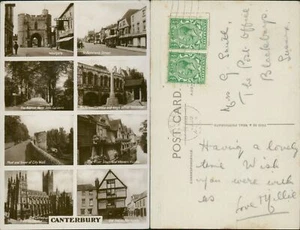 Canterbury 8 views Real Photo RP GB 1930 Cancel - Picture 1 of 2