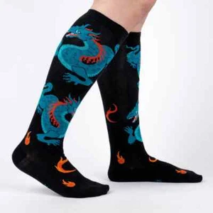 You Are Fire Women's Knee High Socks Size 9-11 Sock It To Me Dragon Fashion New - Picture 1 of 4