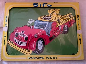 RARE Vintage Sifo Wooden Board Inlay Puzzle Speedy The Fire Engine Truck 8 Pcs - Picture 1 of 7