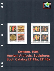 1/3 off $11.40 Scott Value - 1995 SWEDEN Artifacts 2 s/s Sculptures CV MNH NH UM - Picture 1 of 6