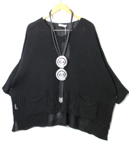 Moonshine Pullover 48 50 52 Oversize Lagenlook Schwarz - Bild 1 von 1