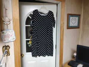 NWT Terra & Sky Black Dot Short Sleeve Pockets Knit Dress Women's 1X 16W/18W - Picture 1 of 3