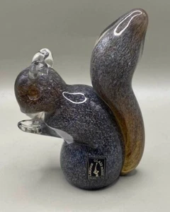 LANGHAM GLASS HOUSE 5" GREY SQUIRREL WITH LABEL / ETCHED LANGHAM TO BASE - Picture 1 of 10