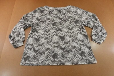 Stan Herman Womens Size XL Gray Print Cozy Knit Long Sleeve Lounge Top New - Image 1 of 4