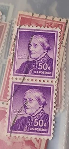 US Stamp Susan B. Anthony 50c Scott# 1051 Used Pair -#B234 - Picture 1 of 3