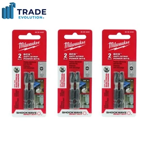Milwaukee 48-32-4443 2" Shockwave Ecx Power Bit #1 & #2 Combo (Pack of 3) - Picture 1 of 1