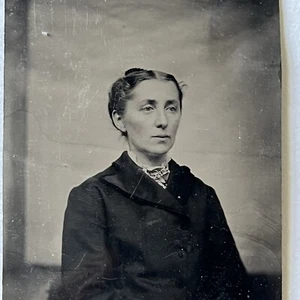 Antique Tintype Photograph Beautiful Captivating Woman Short Hair Masc Attire - Picture 1 of 9
