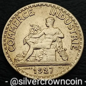 France 50 Centimes 1927. KM#884. Fifty Cents coin. Mercury Seated. Half Dollar. - Picture 1 of 7