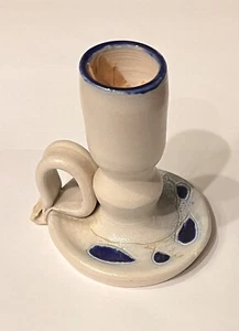Williamsburg Pottery Hand - Carved Cobalt Salt Glaze 4" Candle Stick Circa-1750 - Picture 1 of 3