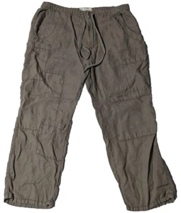 Free People Linen Brown Cropped Utility Cargo Pants Women Small - Picture 1 of 18