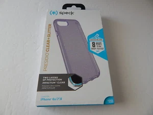 Speck Presidio Clear + Glitter Case for iPhone SE/8/7/6 4.7" Purple/Glitter New - Picture 1 of 10