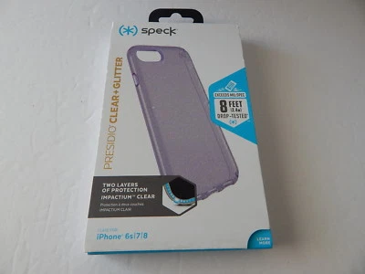 Speck Presidio Clear + Glitter Case for iPhone SE/8/7/6 4.7" Purple/Glitter New - Image 1 of 4