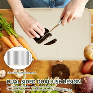 Double Sided Cutting Board Kitchen Chopping Board 430 Stainless Steel and paieB - Picture 1 of 11