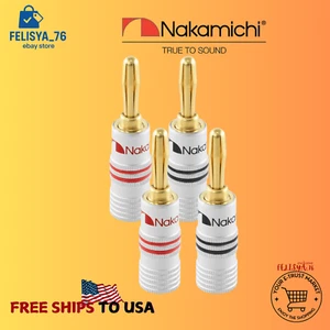 Enchufe Banana Nakamichi - Serie Excel Chapado en Oro 24K (4 Piezas, Soporte 12-18 AWG) - Imagen 1 de 11
