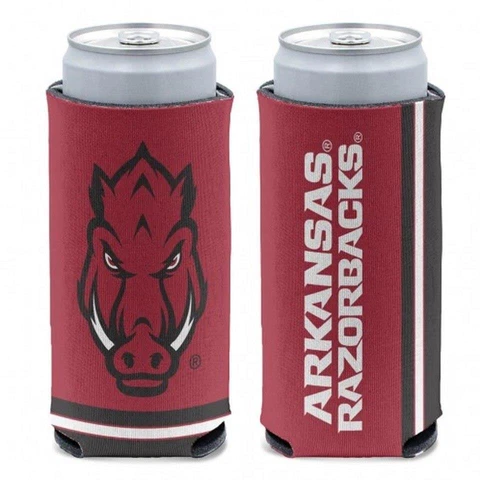 Arkansas Razorbacks 12oz Slim Can Cooler [NEW] Beer Seltzer Coozie Claw Holder Cover