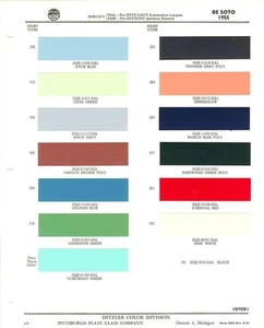 1955 DE SOTO FIREFLITE FIREDOME WAGON PAINT CHIPS SHEET (PPG-DITZLER) - Bild 1 von 1