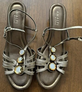 Amalfi By Rangoni, Women’s Sandals, Metallic, Size 8 1/2, VG Condition - Picture 1 of 7